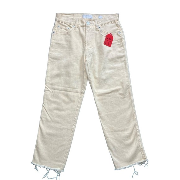 Lucky Brand Mid Rise Crop Straight Leg Ankle Jeans Pale Yellow Denim Size 2/ 26 - Picture 2 of 5